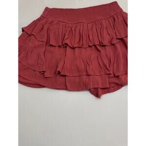 Hollister Coral Ruffle Skort Ultra High Rise Boho Tiered